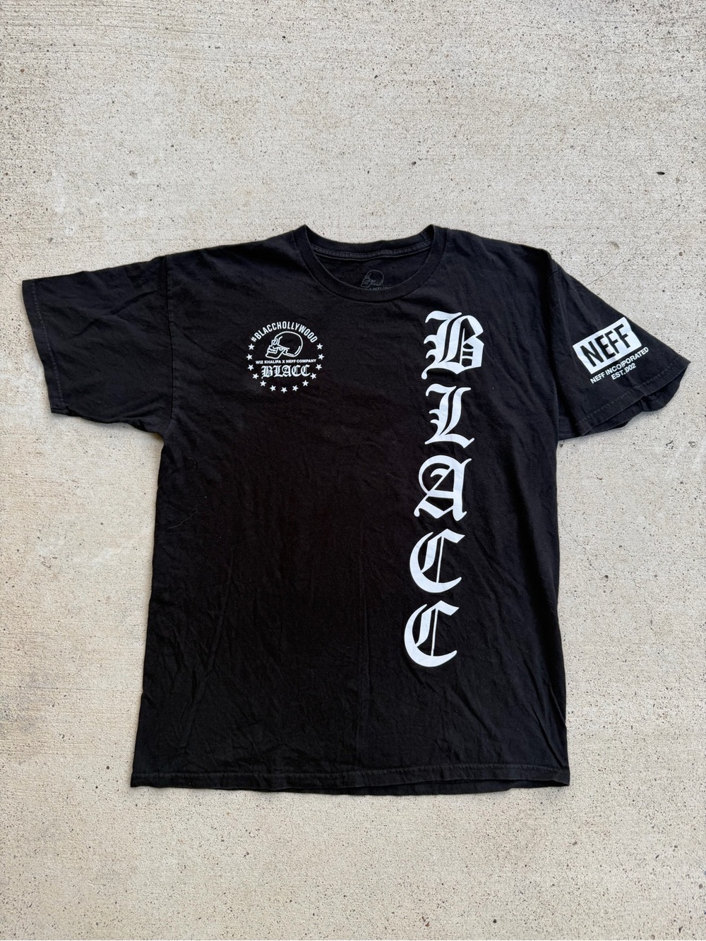 Neff x Wiz Khalifa Blacc Hollywood Graphic Tee Black Rap Concert Shirt L